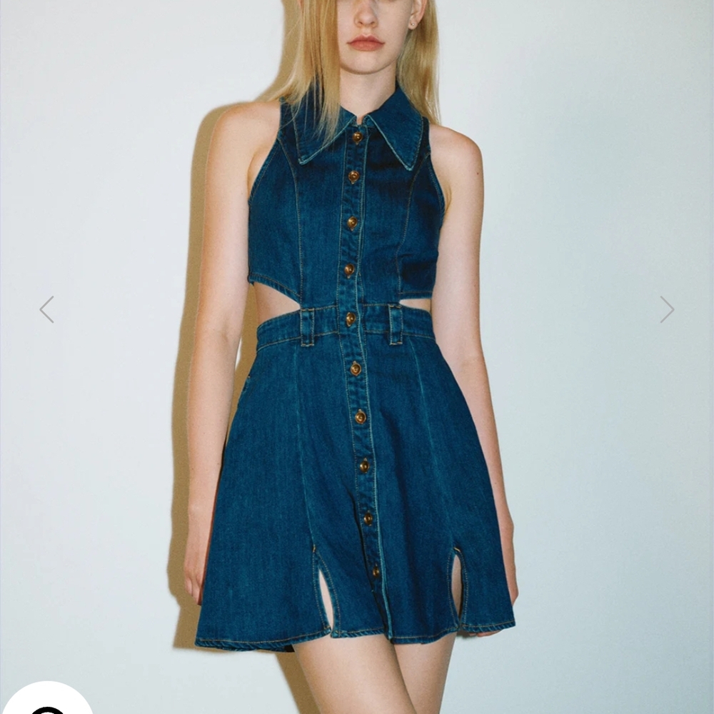 Urban Revivo Stylish Blue Denim Cutout Dress